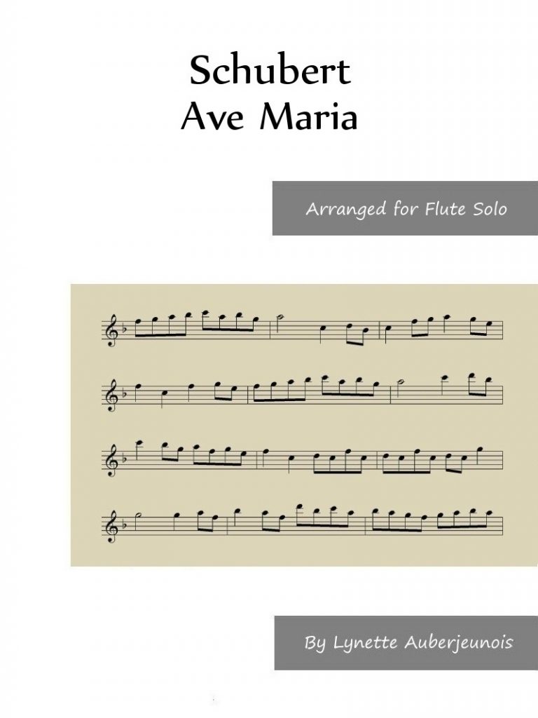 Sheet music cover for Ave Maria flute solo by Schubert 