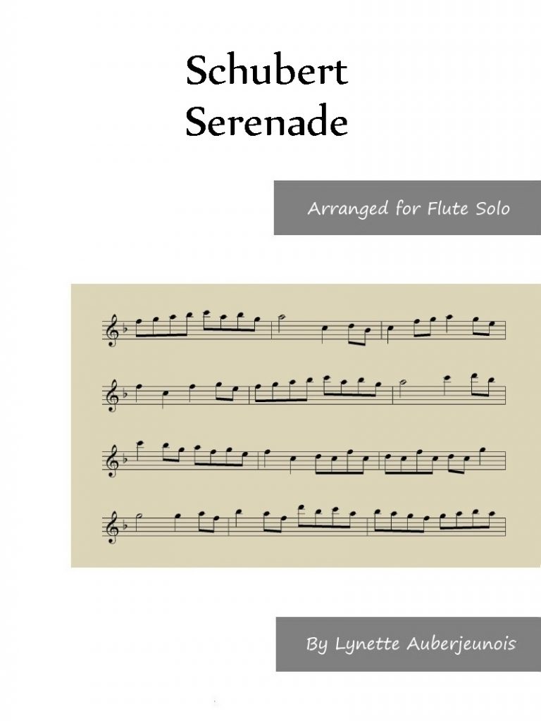 Sheet music cover for Serenade flute solo by Schubert