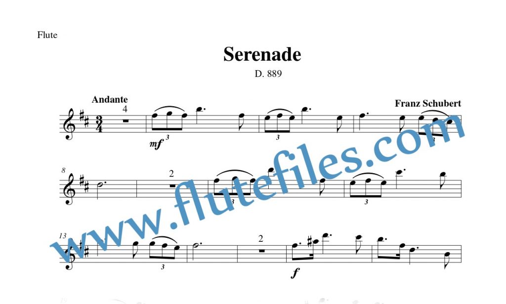 Flute part for Serenade flute solo sheet music by Schubert