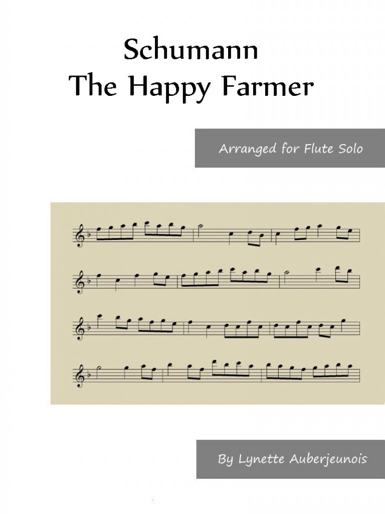 Sheet music cover for The Happy Farmer flute solo by Schumann