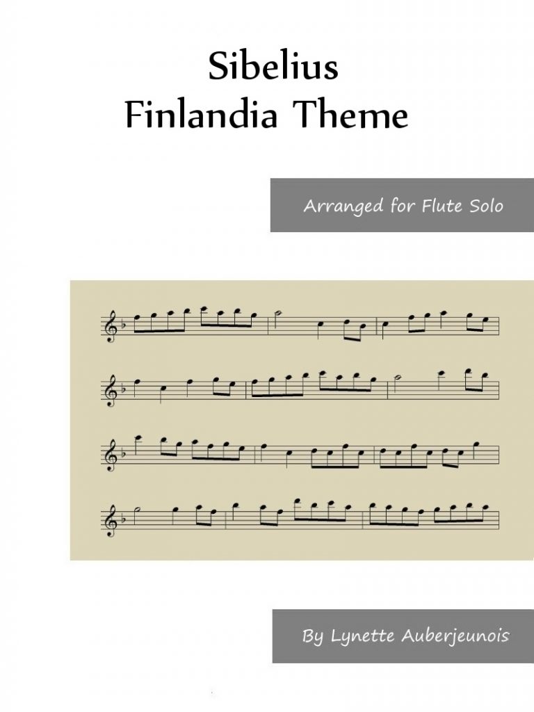 Sheet music cover for Finlandia Theme flute solo by Sibelius