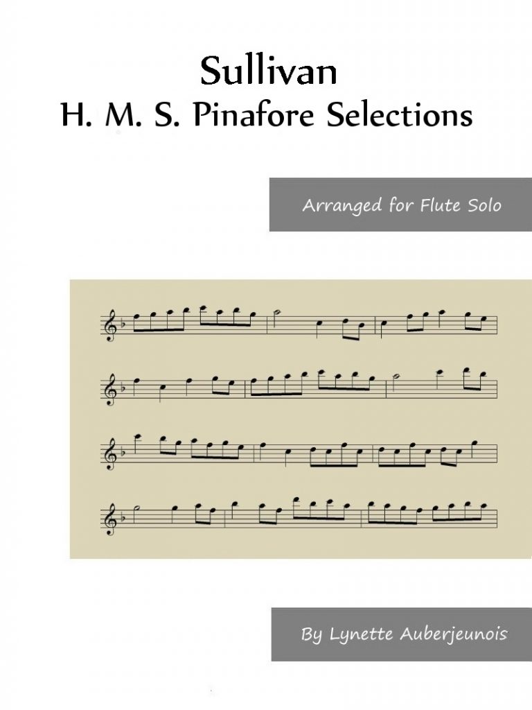 Sheet music cover for H.M.S. Pinafore Selections flute solo by Sullivan