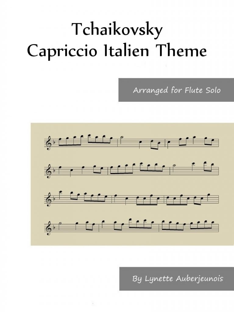Sheet music cover for Capriccio Italien Theme flute solo by Tchaikovsky
