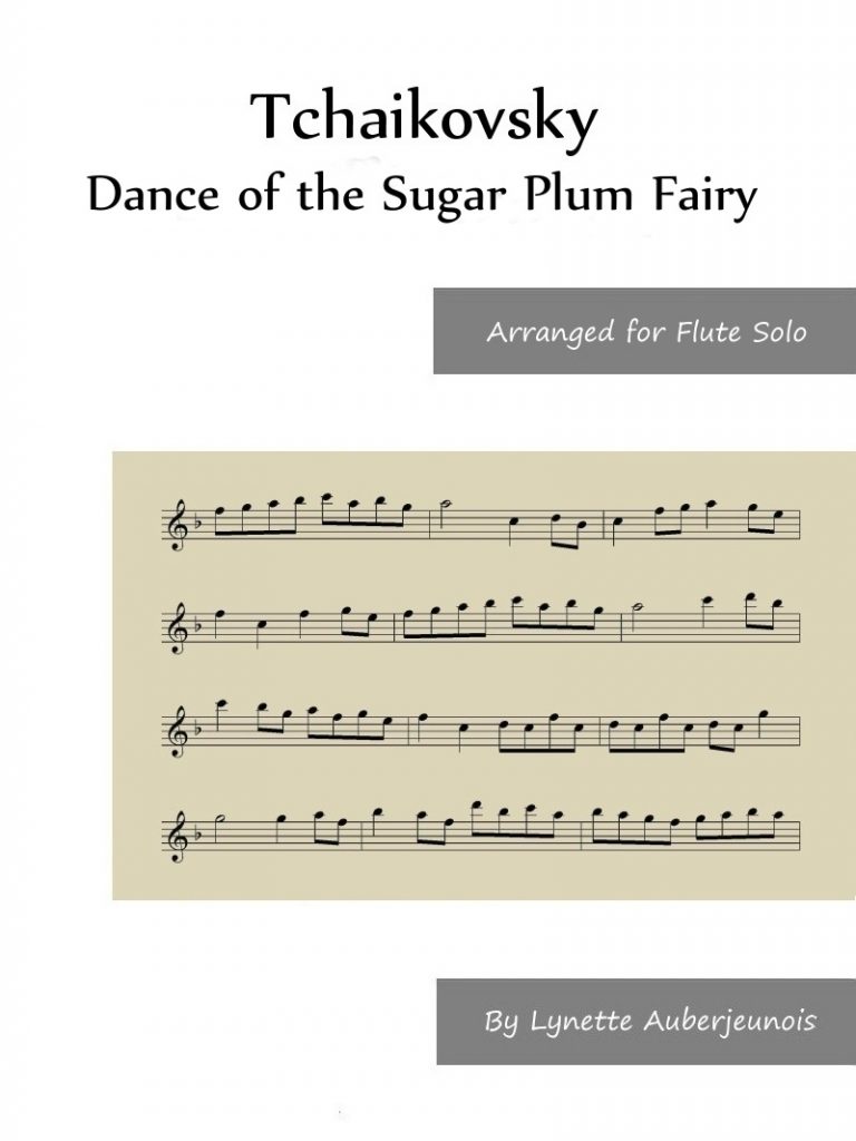 Sheet music cover for Dance of the Sugar Plum Fairy flute solo by Tchaikovsky