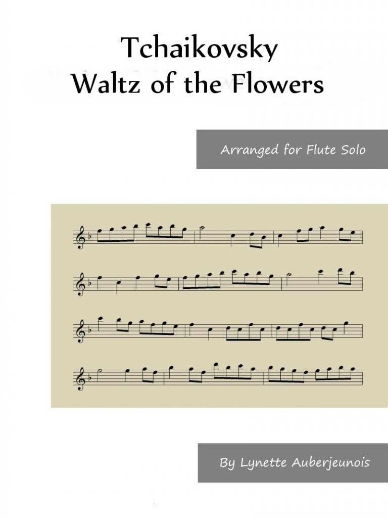 Sheet music cover for Waltz of the Flowers flute solo by Tchaikovsky