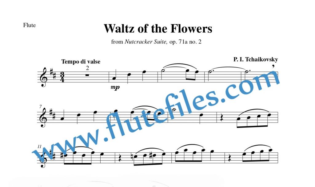 Flute part for Waltz of the Flowers flute solo sheet music by Tchaikovsky