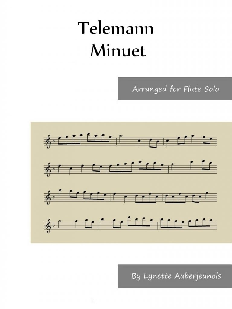 Sheet music cover for Minuet flute solo by Telemann