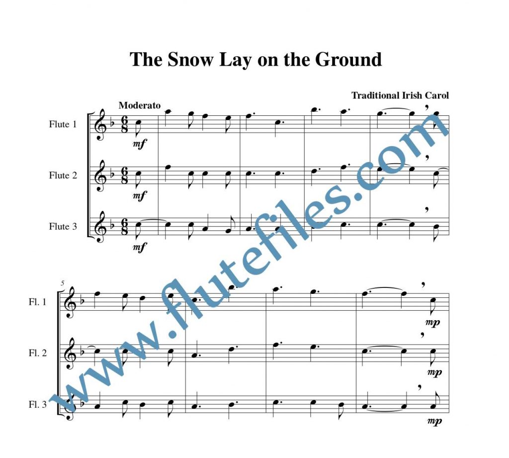The Snow Lay on the Ground flute trio sheet music