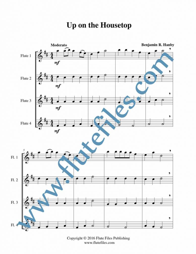 Up on the Housetop flute quartet sheet music