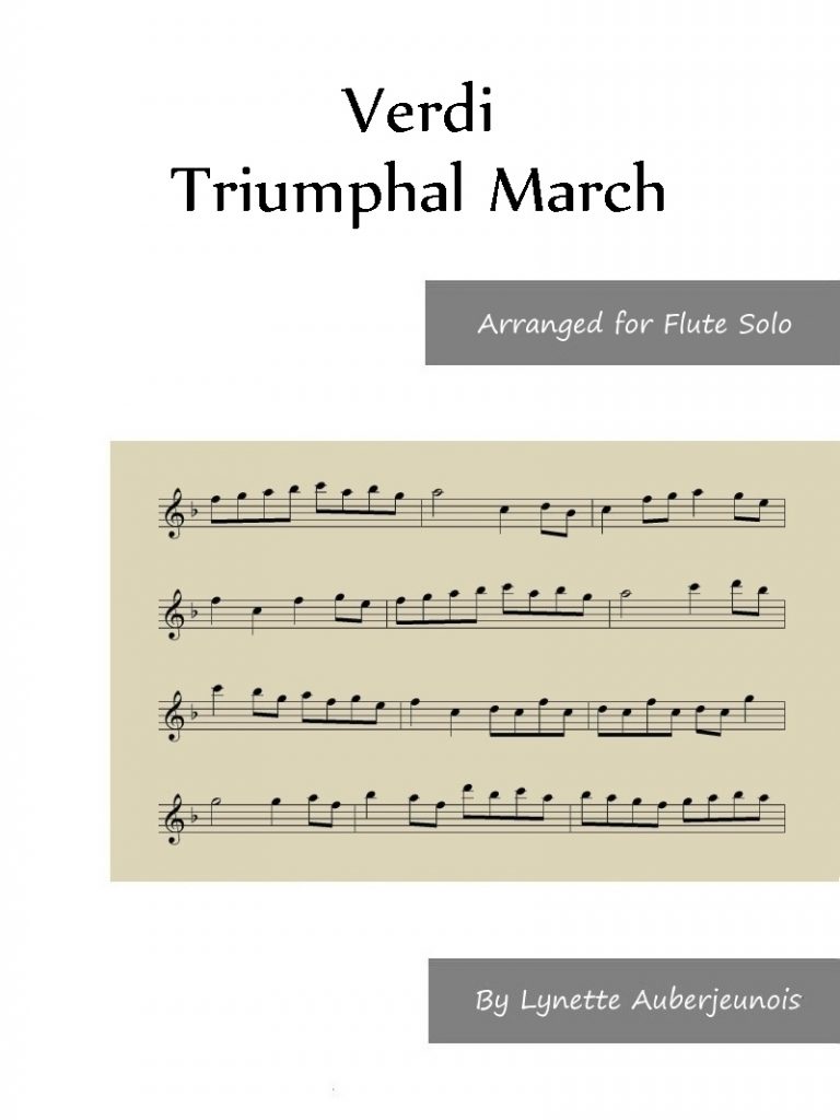 Sheet music cover for Triumphal March flute solo by Verdi