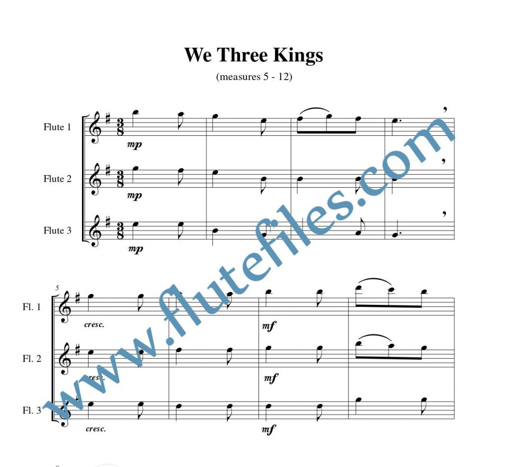We Three Kings flute trio sheet music