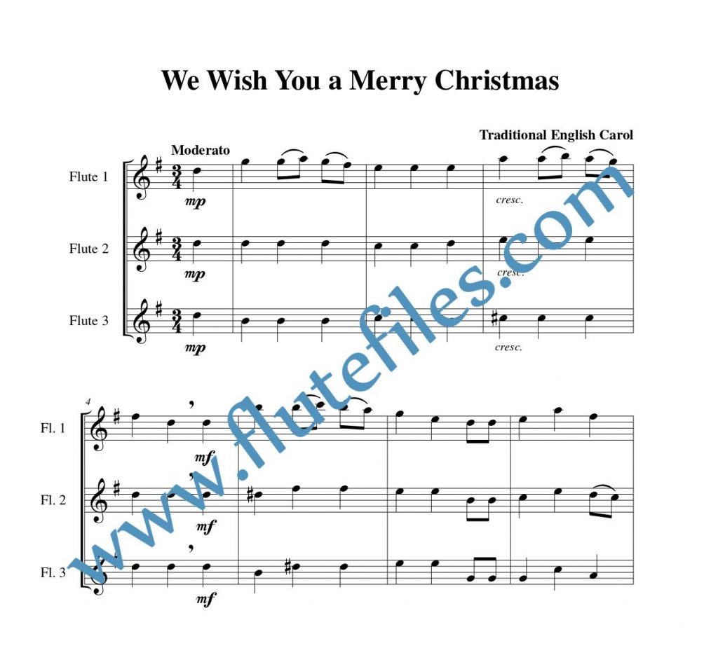 We Wish You a Merry Christmas flute trio sheet music