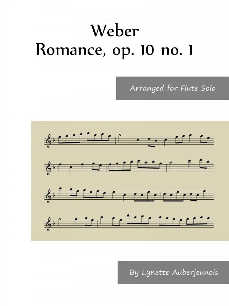 Sheet music cover for Romance, op. 10 no. 1 flute solo by Weber
