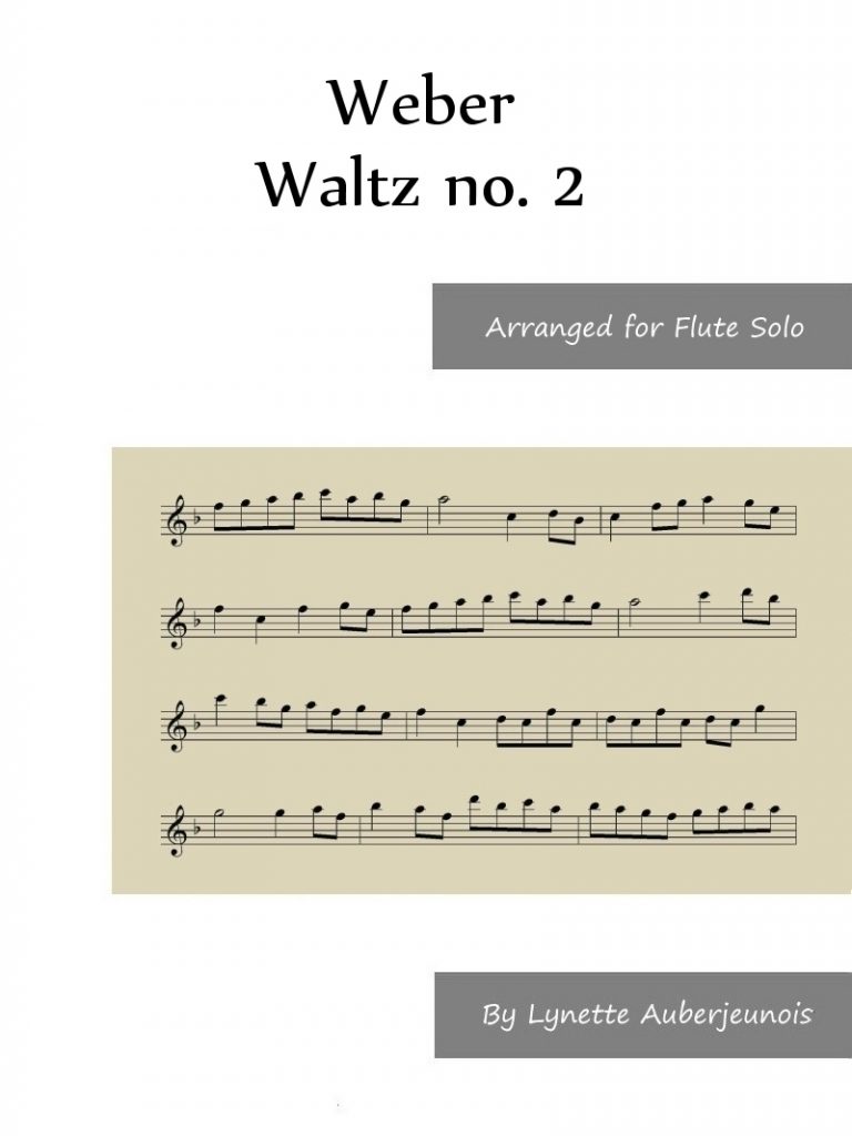 Sheet music cover for Waltz no. 2 flute solo by Weber