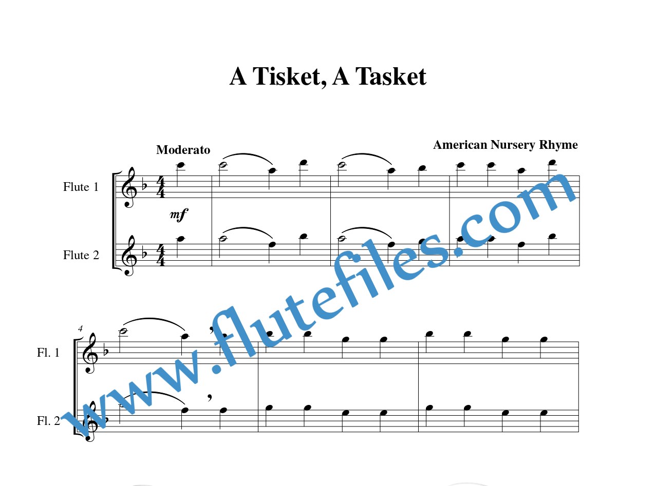 A Tisket, A Tasket flute duet sheet music