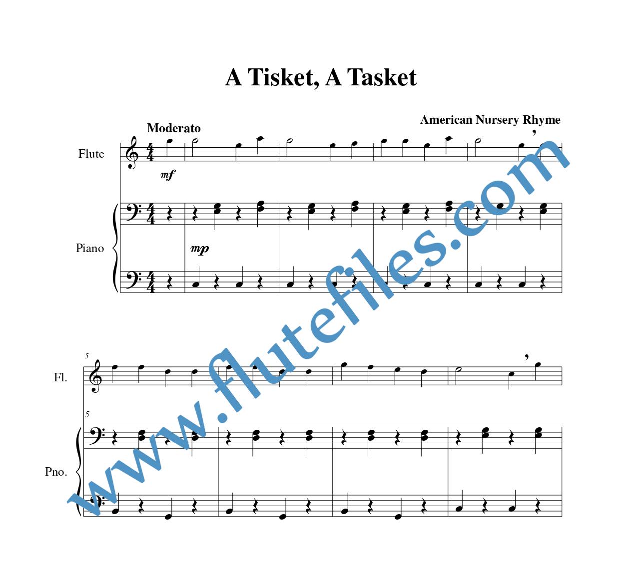 Piano accompaniment for A Tisket, A Tasket flute solo sheet music