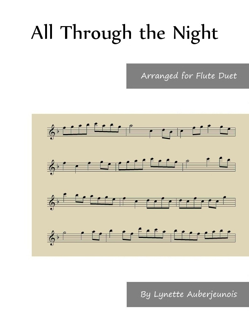 Sheet music cover for All Through the Night flute duet
