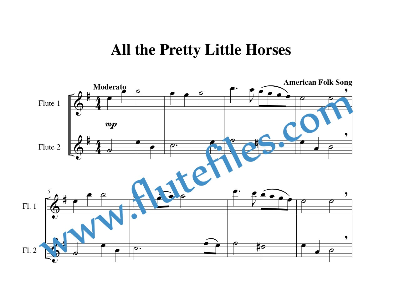 All the Pretty Little Horses flute duet sheet music