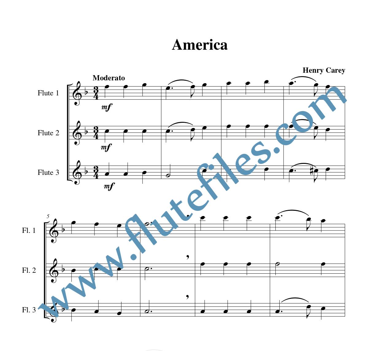 America flute trio sheet music