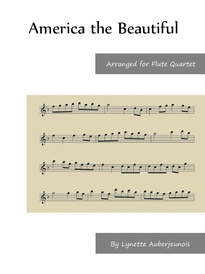 Sheet music cover for America the Beautiful flute quartet