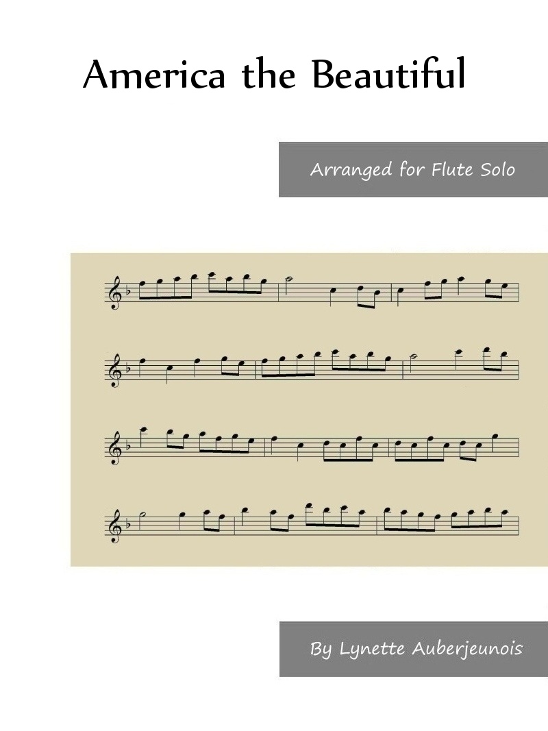 Sheet music cover for America the Beautiful flute solo