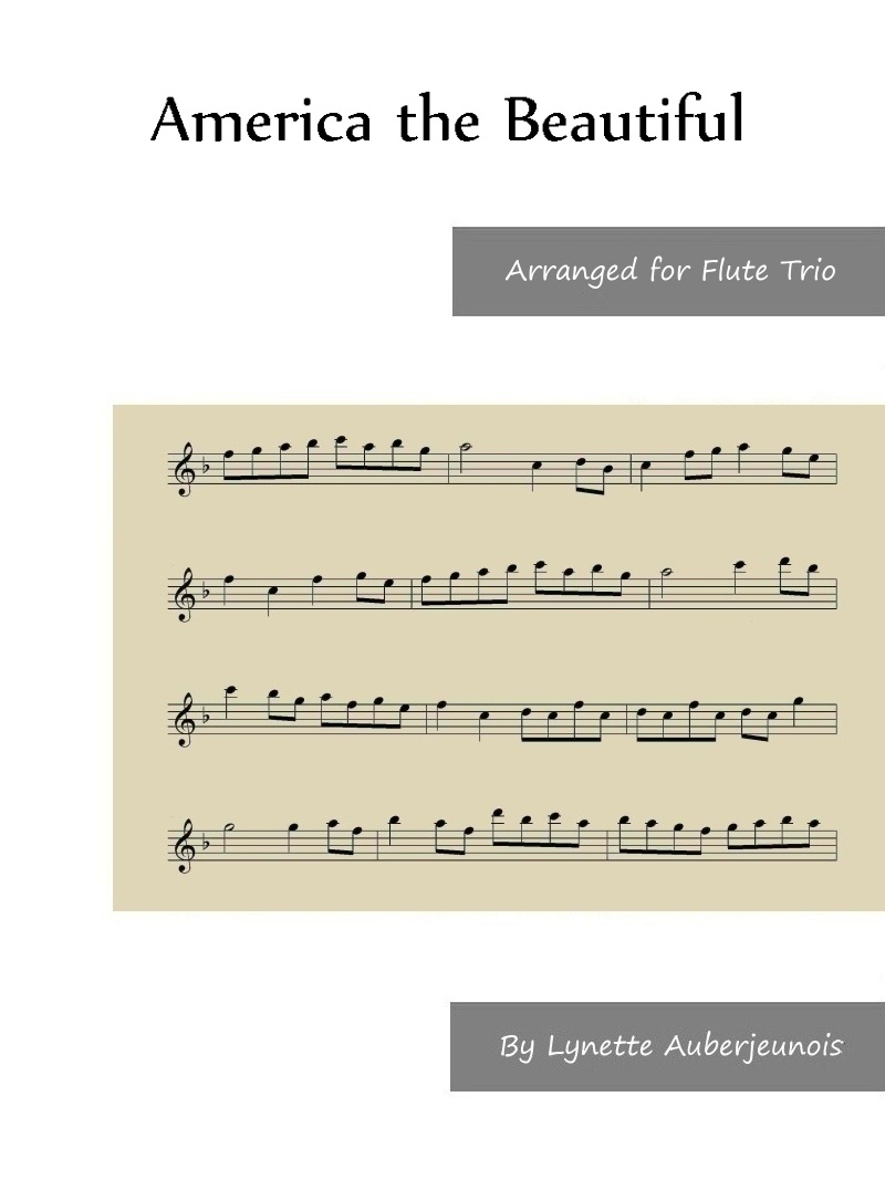 Sheet music cover for America the Beautiful flute trio