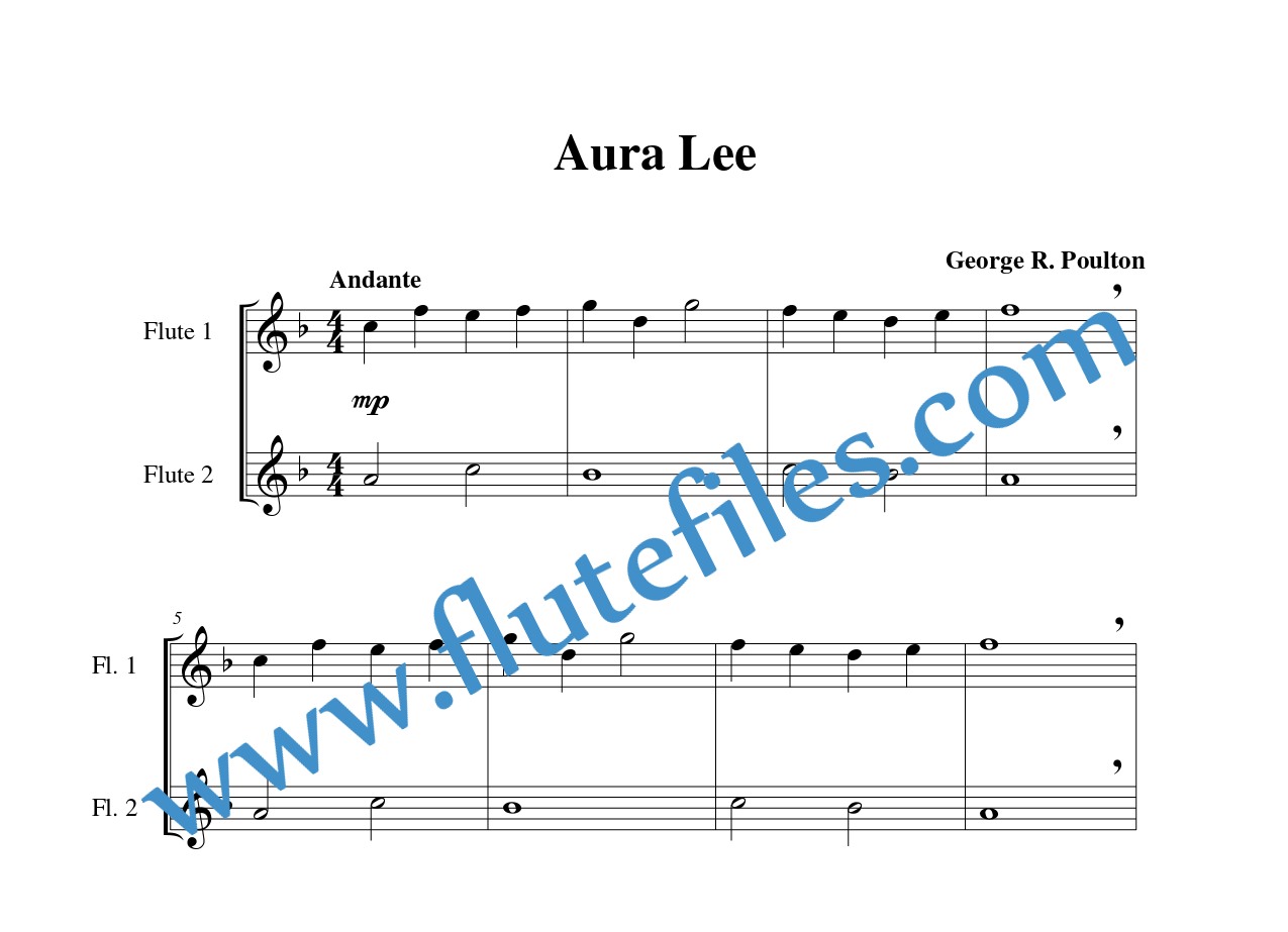 Aura Lee flute duet sheet music