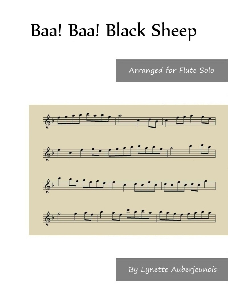 Sheet music cover for Baa! Baa! Black Sheep flute solo