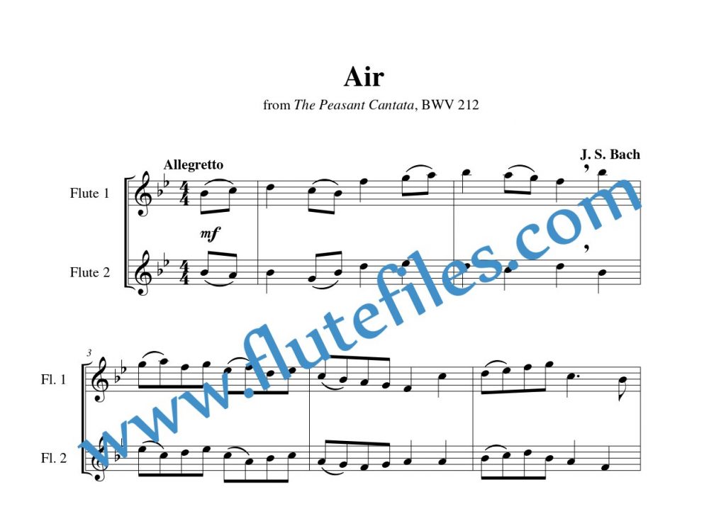 Air, BWV 212 flute duet sheet music by Bach