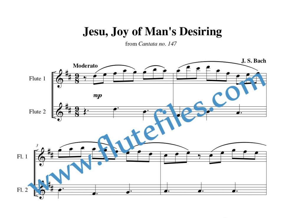 Jesu, Joy of Man’s Desiring flute duet sheet music by Bach