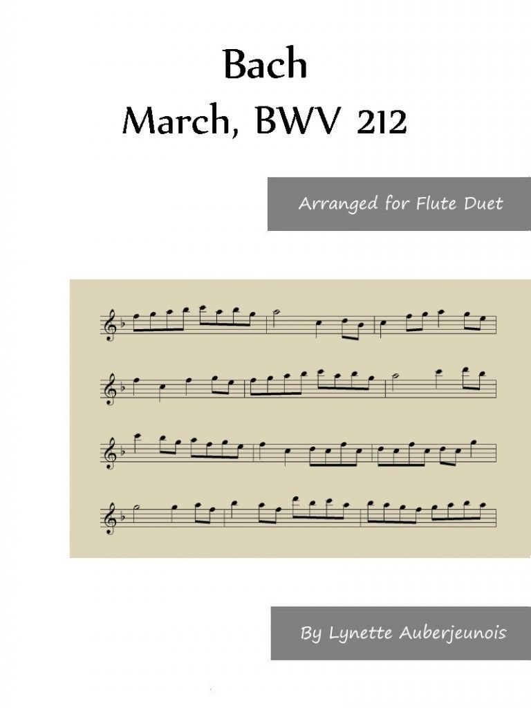 Sheet music cover for March, BWV 212 flute duet by Bach