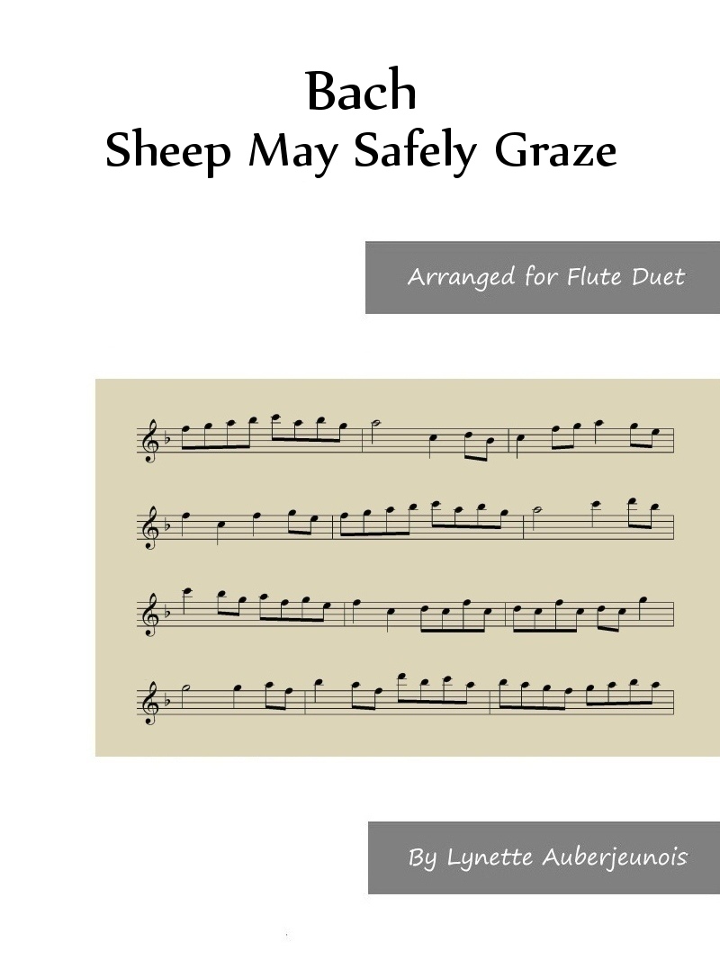Sheet music cover for Sheep May Safely Graze flute duet by Bach