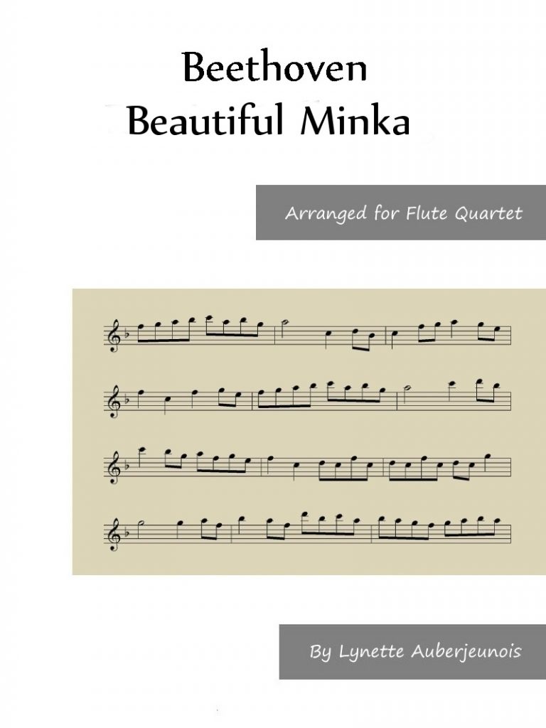 Sheet music cover for Beautiful Minka flute quartet by Beethoven