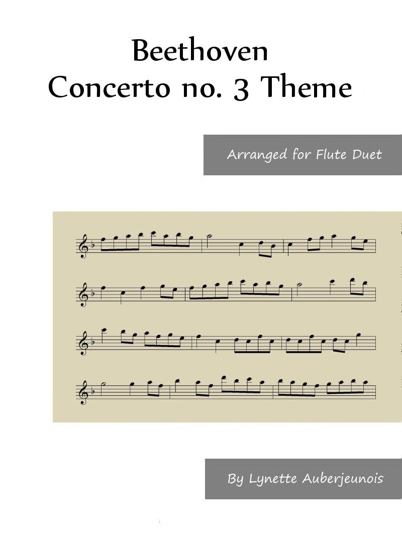 Sheet music cover for Concerto no. 3 Theme flute duet by Beethoven