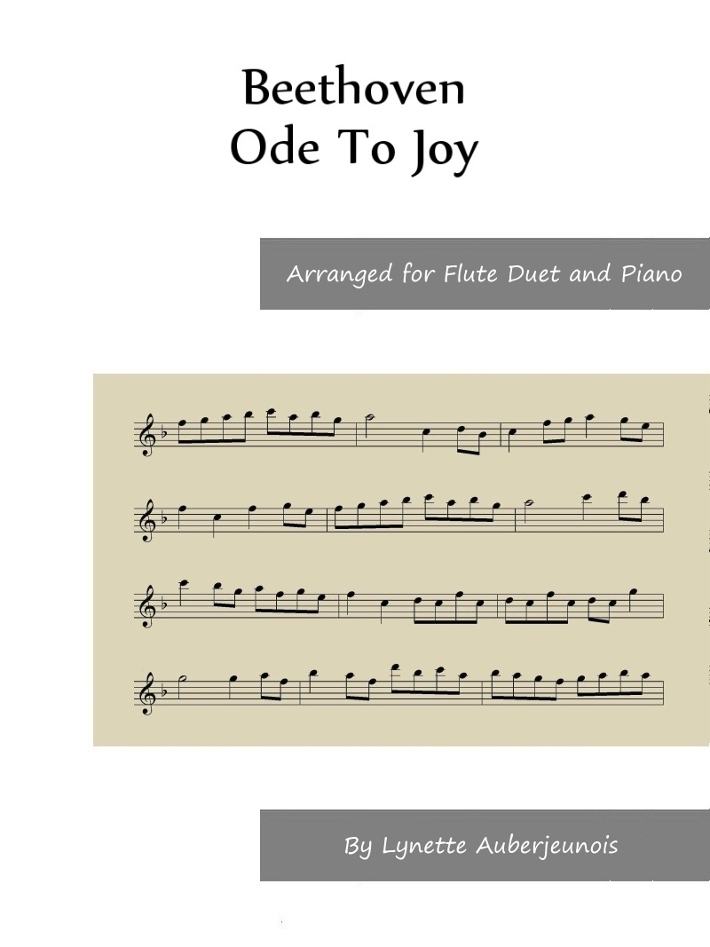 Sheet music cover for Ode To Joy duet and piano by Beethoven
