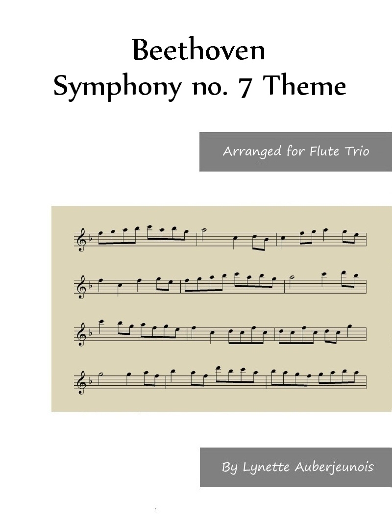 Sheet music cover for Symphony no. 7 Theme flute trio by Beethoven