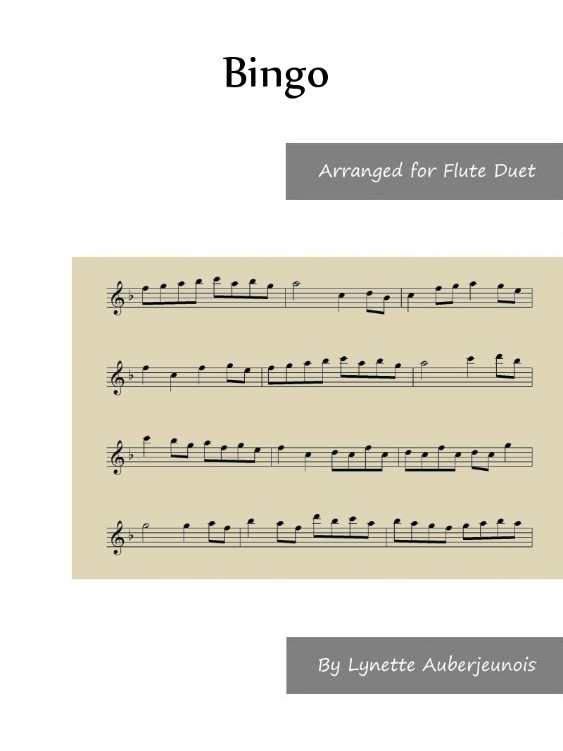 Sheet music cover for Bingo flute duet