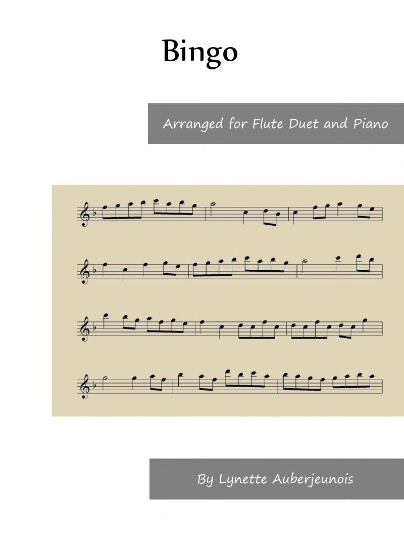 Sheet music cover for Bingo flute duet and piano
