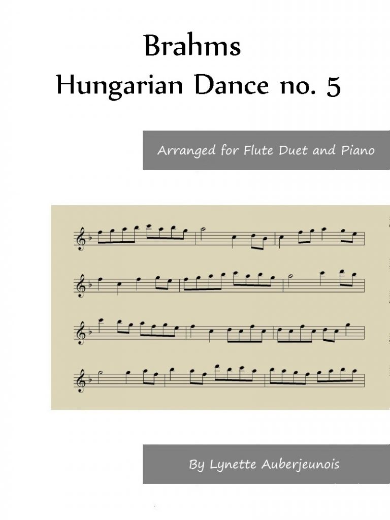 Sheet music cover for Hungarian Dance no. 5 duet and piano by Brahms