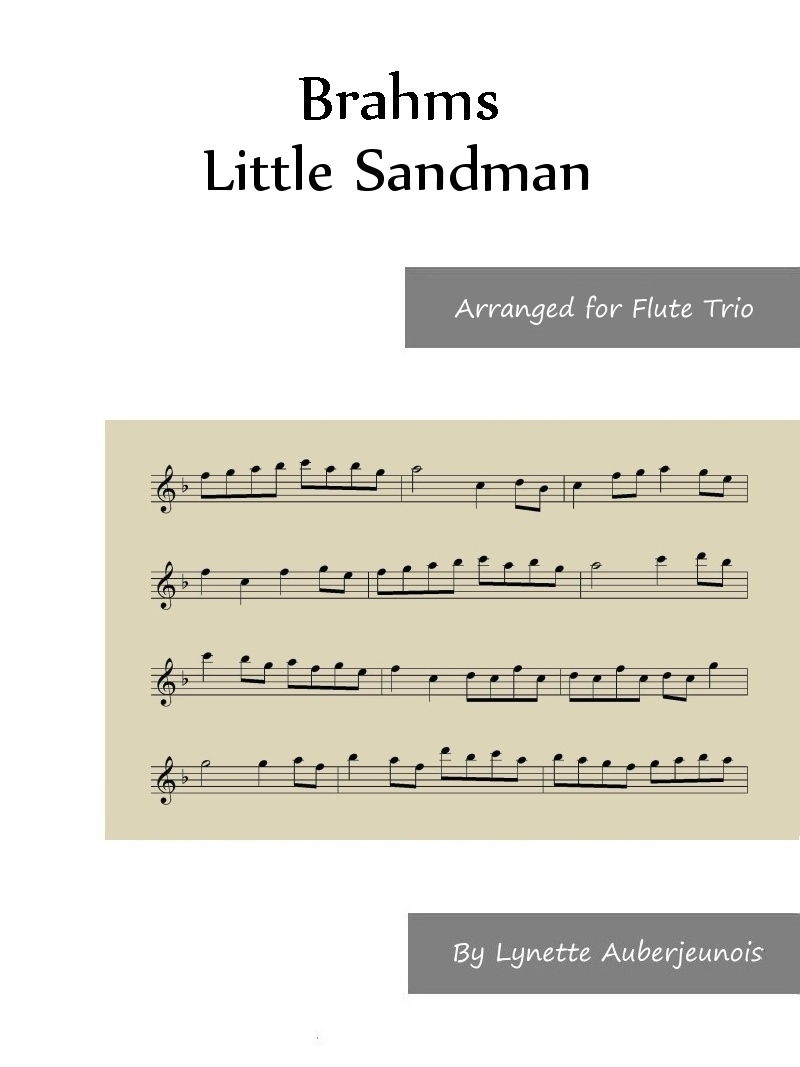 Sheet music cover for Little Sandman flute trio by Brahms