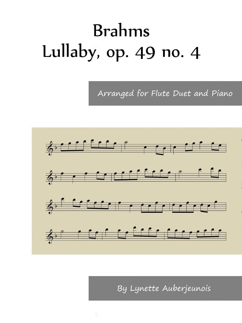 Sheet music cover for Lullaby, op. 49 no. 4 duet and piano by Brahms
