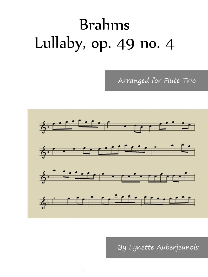 Sheet music cover for Lullaby, op. 49 no. 4 flute trio by Brahms