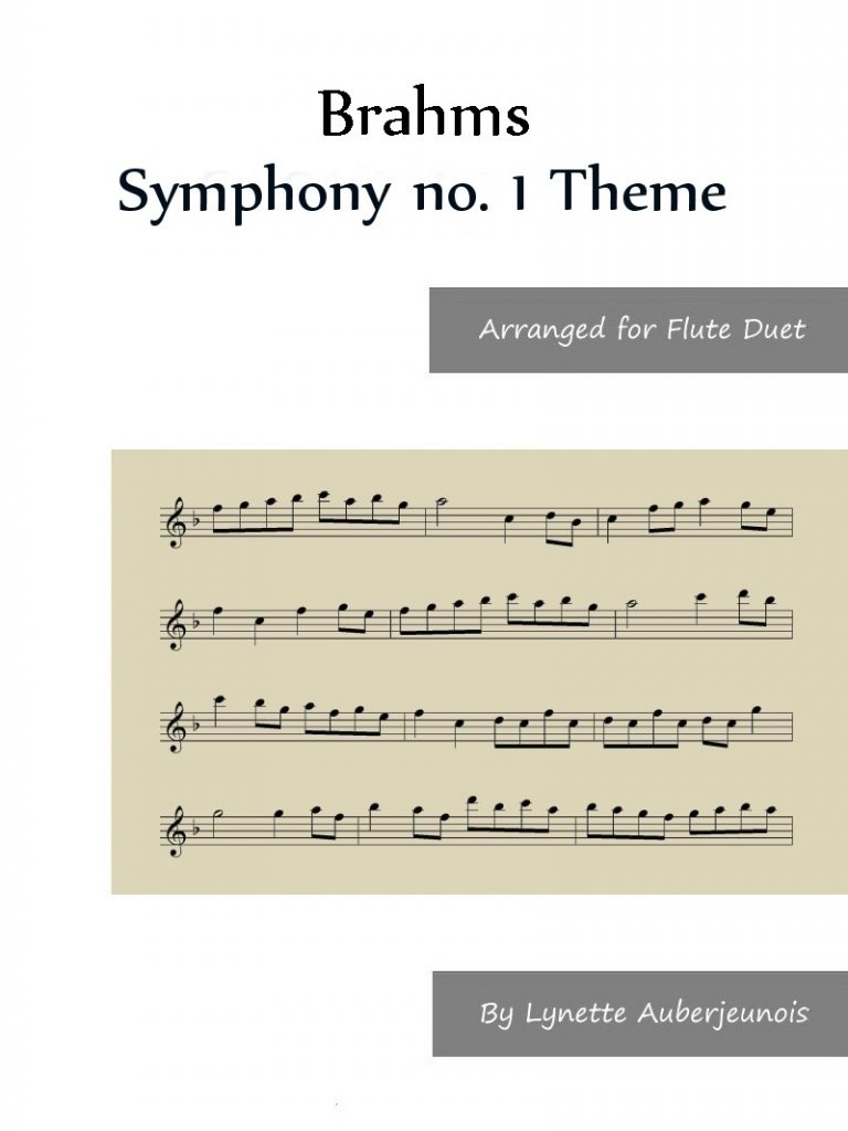 Sheet music cover for Symphony no. 1 Theme flute duet by Brahms