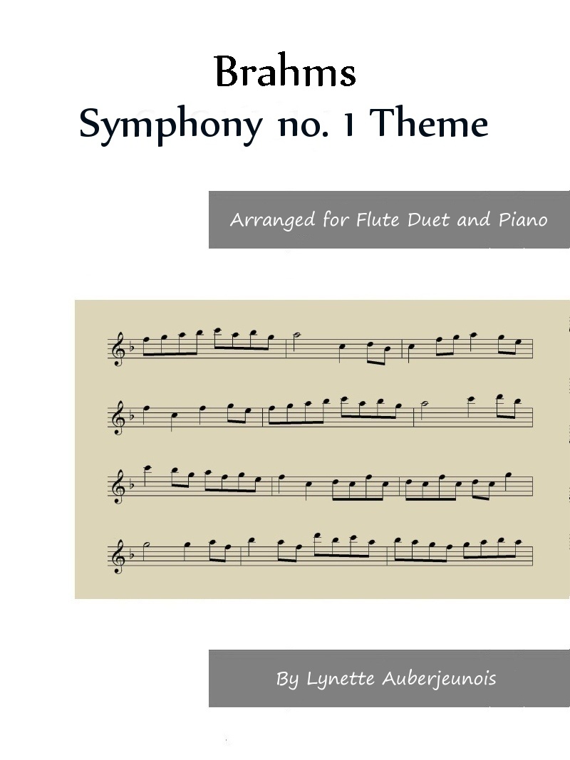 Sheet music cover for Symphony no. 1 Theme duet and piano by Brahms