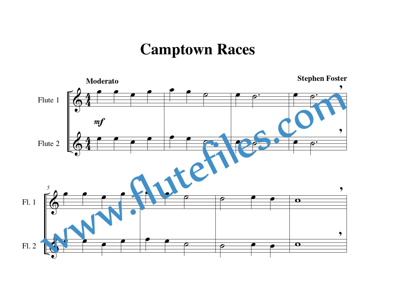 Camptown Races flute duet sheet music