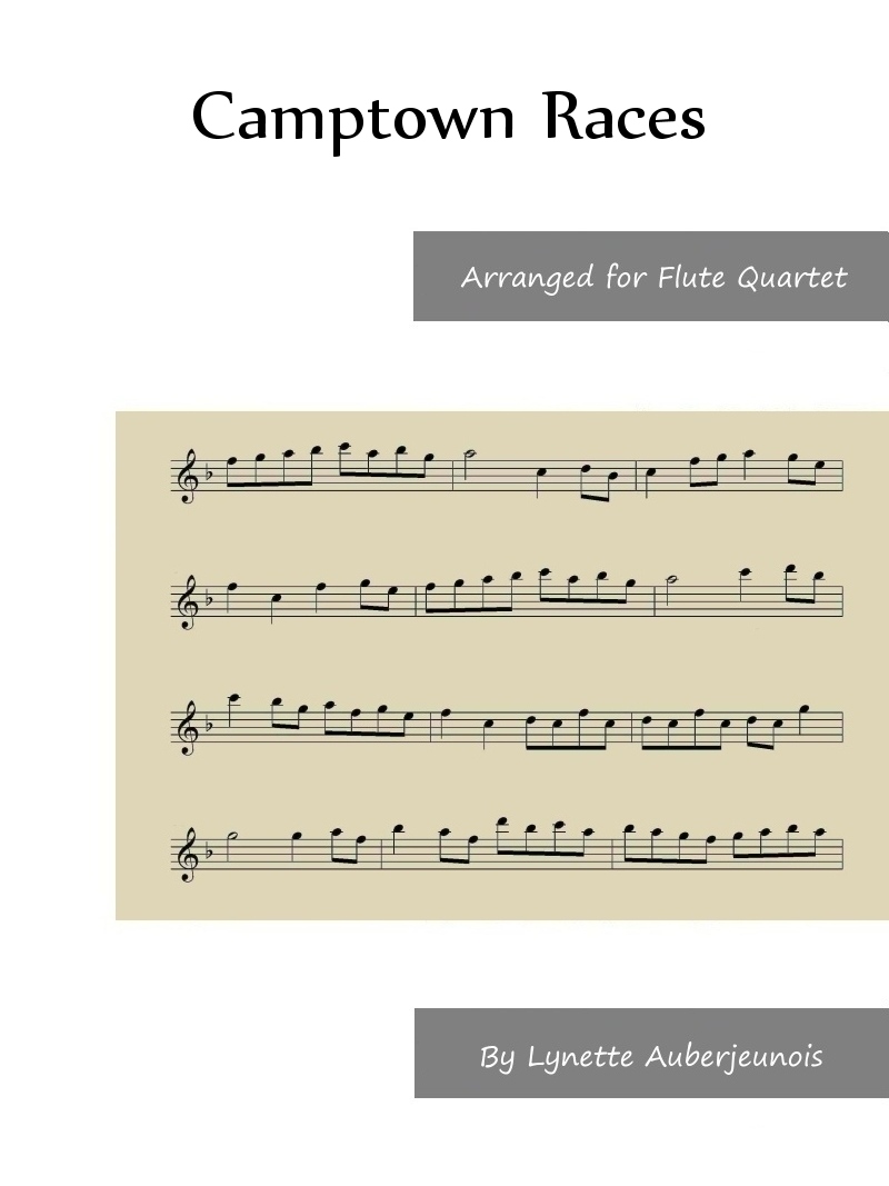 Sheet music cover for Camptown Races flute quartet