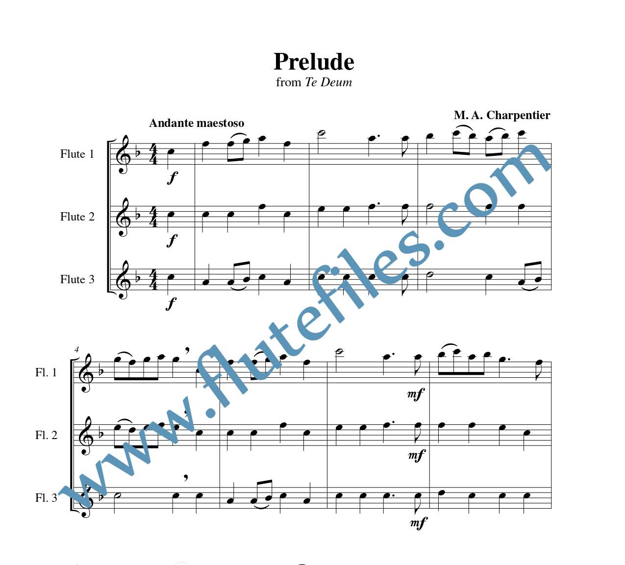 Prelude flute trio sheet music by Charpentier