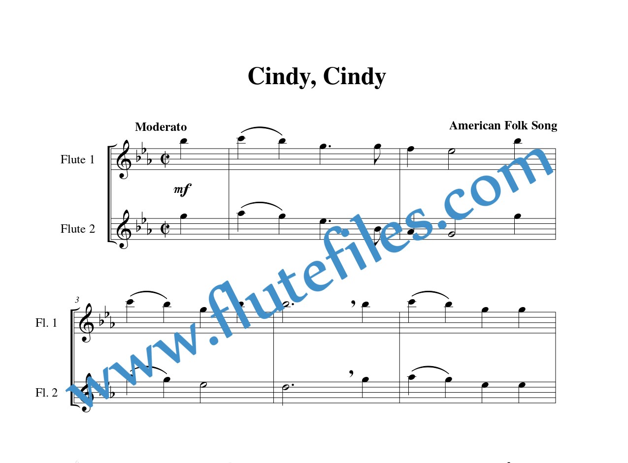 Cindy, Cindy flute duet sheet music