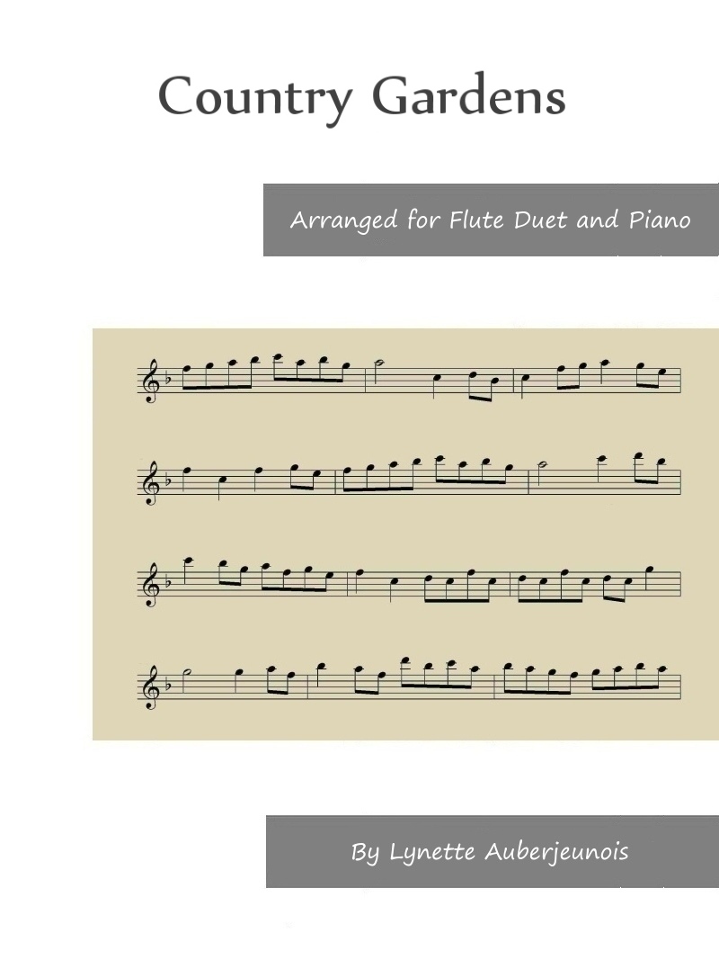 Sheet music cover for Country Gardens flute duet and piano