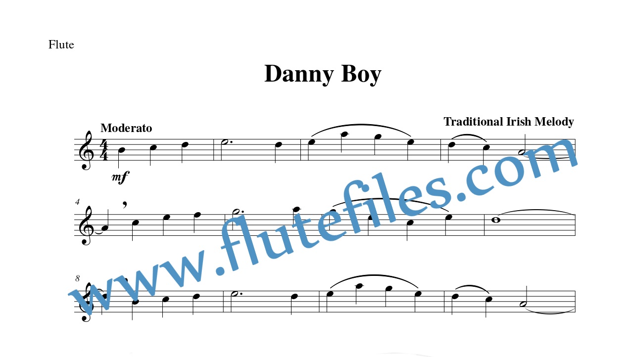 Flute part for Danny Boy flute solo sheet music
